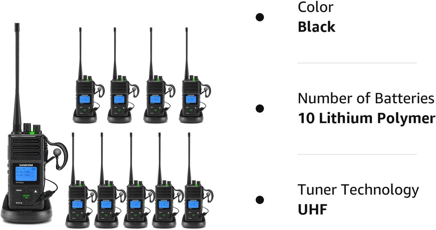 Walkie Talkies for Adults, 2 Way Radios Walkie Talkies Long Range,  FPCN30A 5 Watts Portable Two Way Radios with Earpiece, Handfree, for Government Education Churches Dealers(10 Packs) - Prep