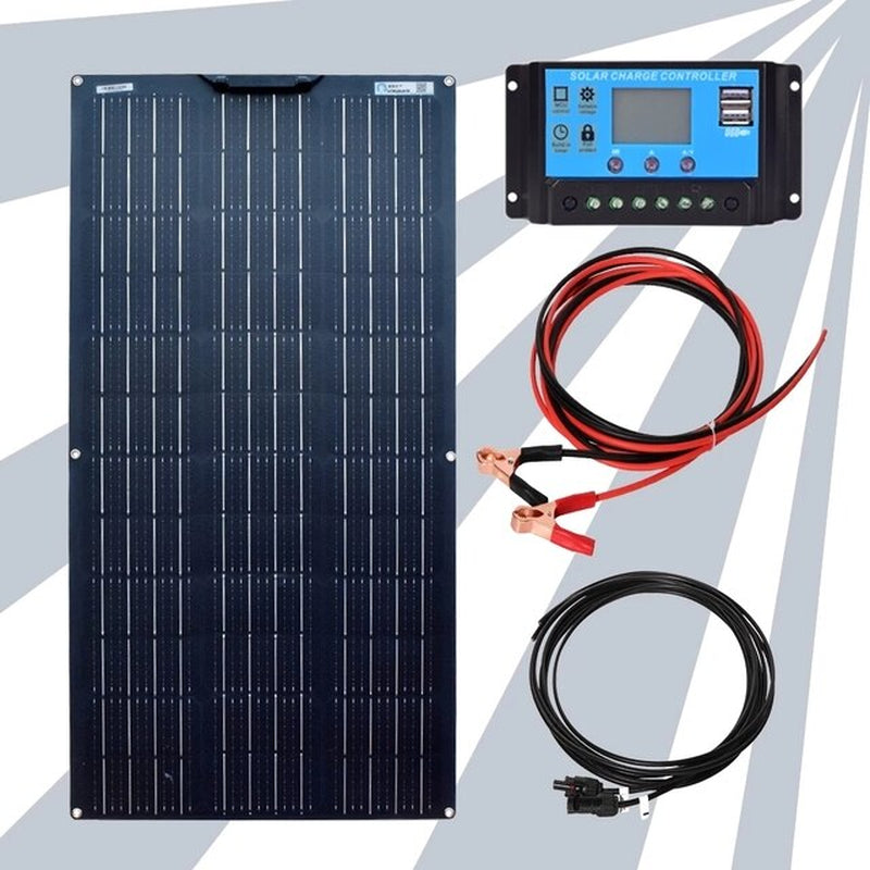 Solar Panel 12V 100W Kit Home Energy System Solar Battery Charger 10A Controller Car RV Boat Camper Caravan Photovoltaic 1000W - Prep Shelter